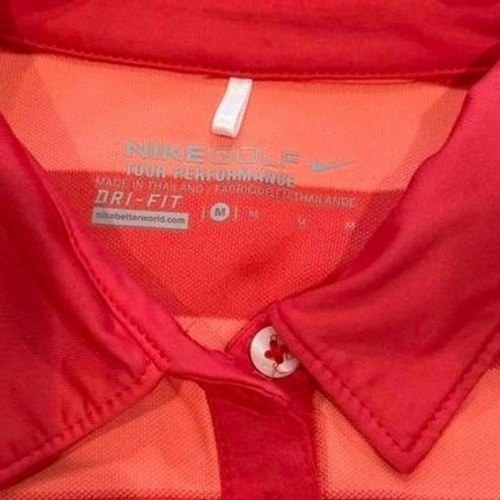 Nike Golf Tour Performance Dri-FIT Striped Polo Shirt Red Orange Womens Medium - Picture 5 of 5